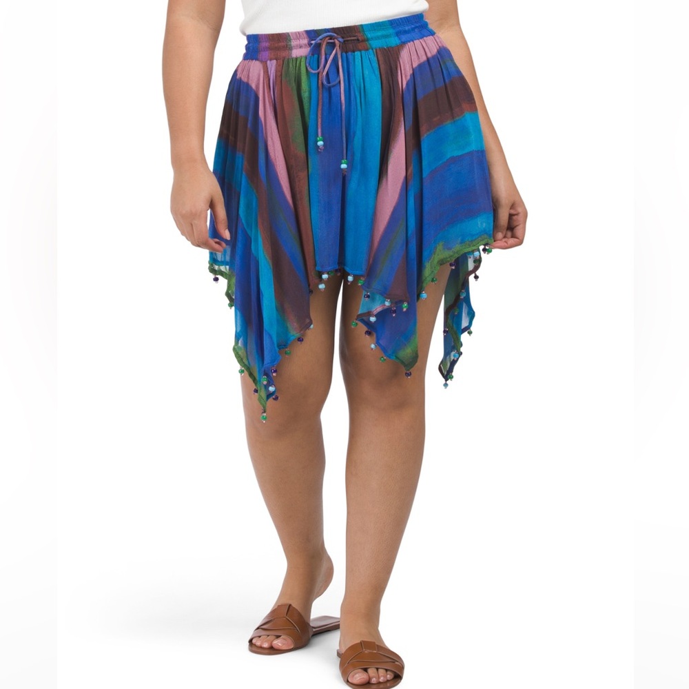 NEW| ZARA Handkerchief Boho Gypsy Beaded Hem Mini Skirt - Picture 1 of 9